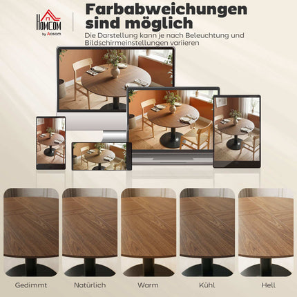 Round Dining Table, 110 cm, MDF and Steel, Seats 6