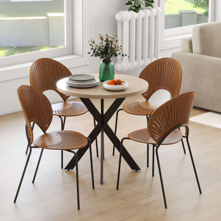 Round Dining Table, 75 cm, Seats 2-4, Brown MDF