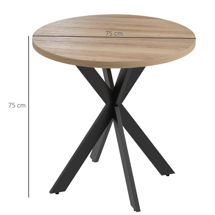 Round Dining Table, 75 cm, Seats 2-4, Brown MDF