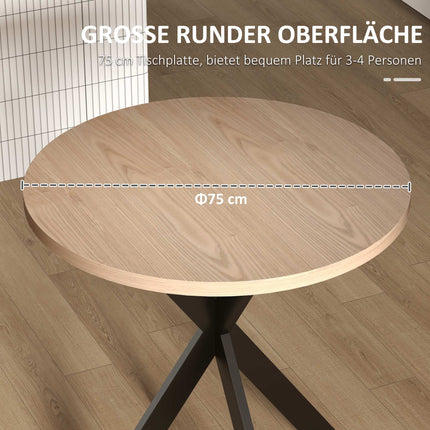 Round Dining Table, 75 cm, Seats 2-4, Brown MDF