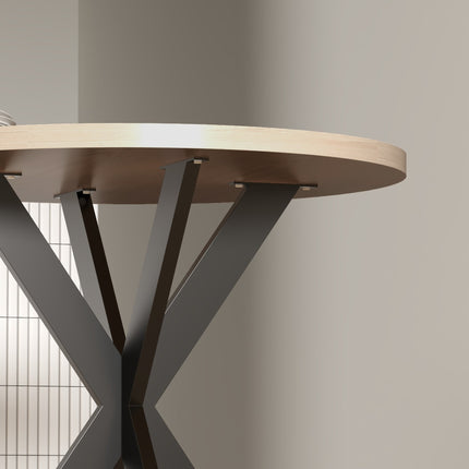 Round Dining Table, 75 cm, Seats 2-4, Brown MDF