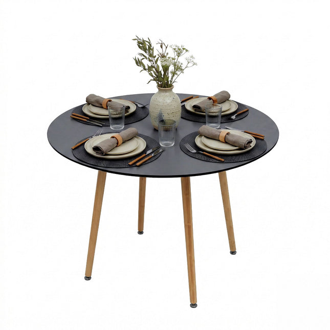 Round Dining Table, Bamboo Legs, Seats 4