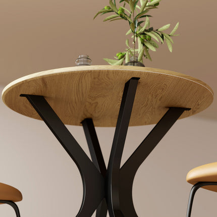 Round Dining Table, Modern Design, 78x78x75 cm, Natural Wood