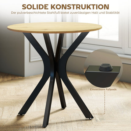 Round Dining Table, Modern Design, 78x78x75 cm, Natural Wood