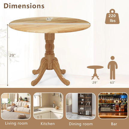 Ronde eettafel, rubberhout, 40 inch, plaats voor 4 personen