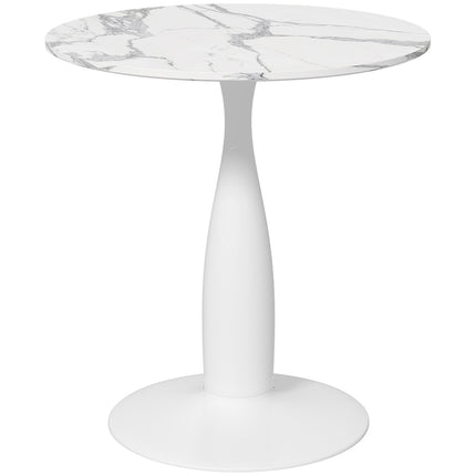 Round Dining Table, White MDF Top, Steel Base, Ø70 cm