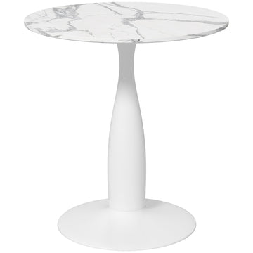 Round Dining Table, White MDF Top, Steel Base, Ø70 cm