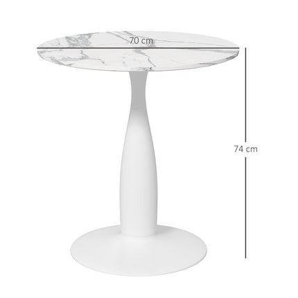 Round Dining Table, White MDF Top, Steel Base, Ø70 cm