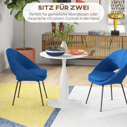 Round Dining Table, White MDF Top, Steel Base, Ø70 cm