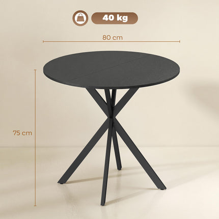 Round Dining Table, Wood Look, 80 cm, Adjustable Feet