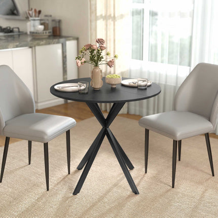 Round Dining Table, Wood Look, 80 cm, Adjustable Feet
