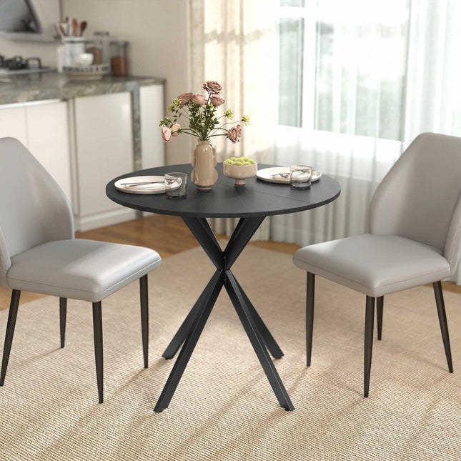 Round Dining Table, Wood Look, 80 cm, Adjustable Feet