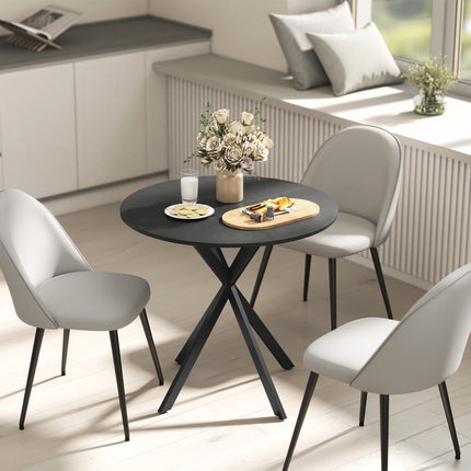 Round Dining Table, Wood Look, 80 cm, Adjustable Feet
