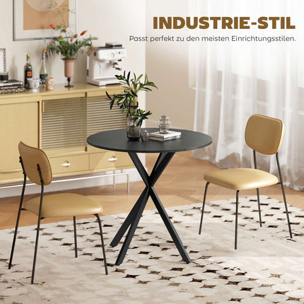 Round Dining Table, Wood Look, 80 cm, Adjustable Feet