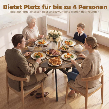 Round Dining Table, Wood Look, Seats 4, Adjustable Feet