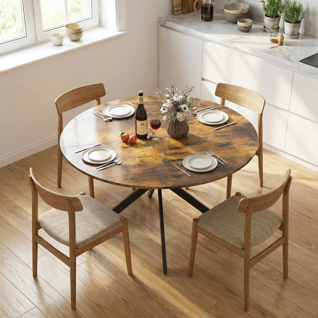 Round Dining Table, Wood Look, Seats 4, Adjustable Feet