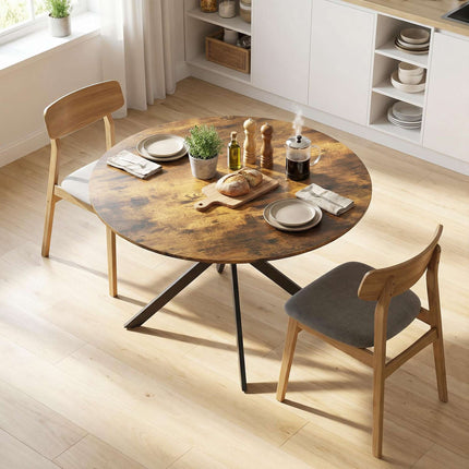 Round Dining Table, Wood Look, Seats 4, Adjustable Feet