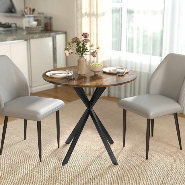 Round Dining Table, Wood-Look Surface, 80 cm, Adjustable Feet
