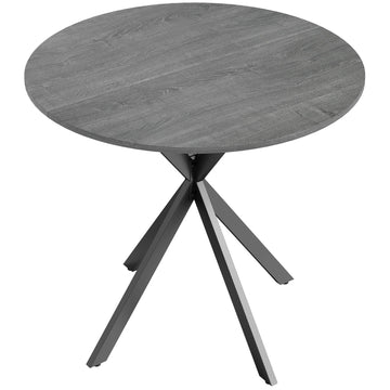 Round Dining Table, Wood-Look Surface, 80 cm, Steel Frame