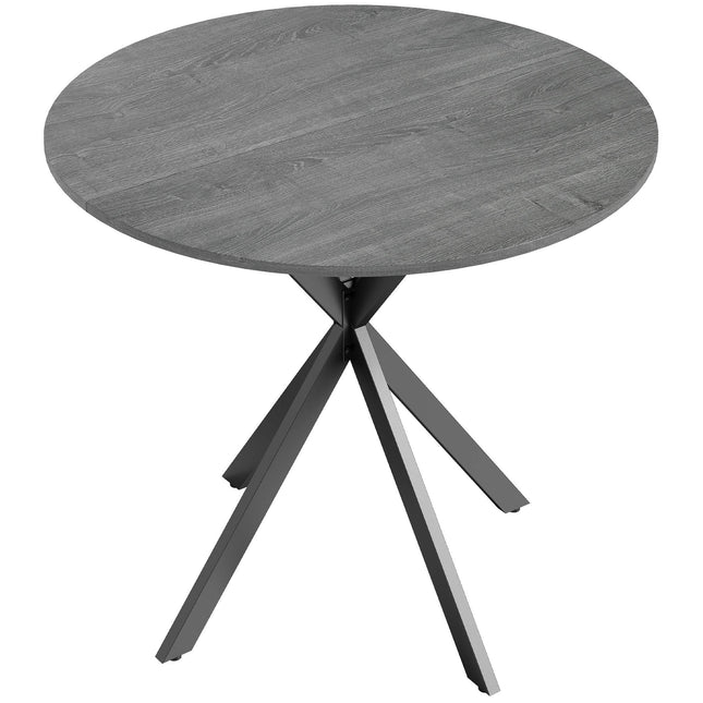 Round Dining Table, Wood-Look Surface, 80 cm, Steel Frame