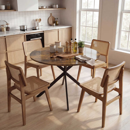 Round Dining Table, Wood-Look Surface, Seats 4, Ø100 cm