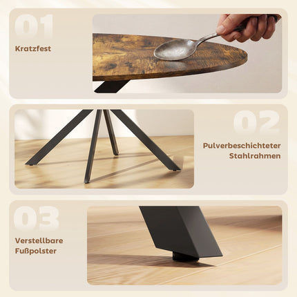 Round Dining Table, Wood-Look Surface, Seats 4, Ø100 cm