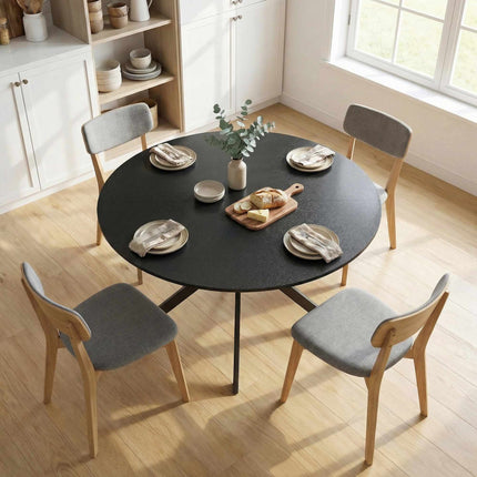 Round Dining Table, Wood-Look Surface, Seats 4, 120 cm