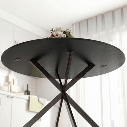 Round Dining Table, Wood-Look Surface, Seats 4, 120 cm