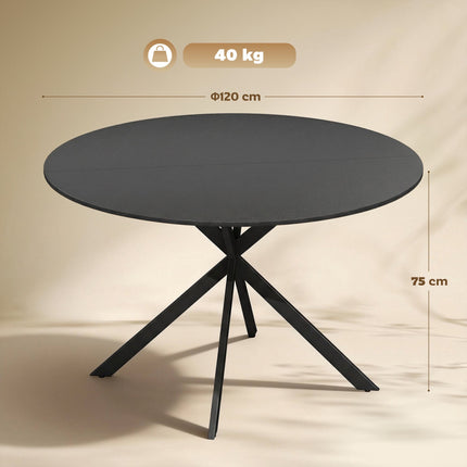 Round Dining Table, Wood-Look Surface, Seats 4, 120 cm