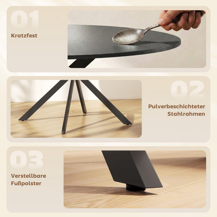 Round Dining Table, Wood-Look Surface, Seats 4, 120 cm