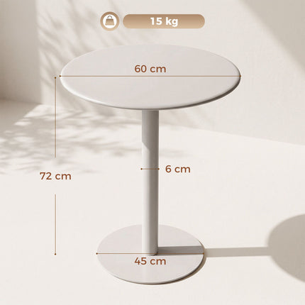 Round Dining Table for 2, Steel Frame, 60x60x72 cm, Beige