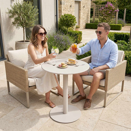 Round Dining Table for 2, Steel Frame, 60x60x72 cm, Beige