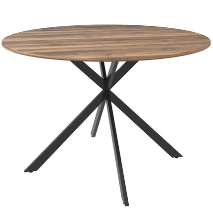 Round Dining Table for 4, Industrial Style, Dark Brown