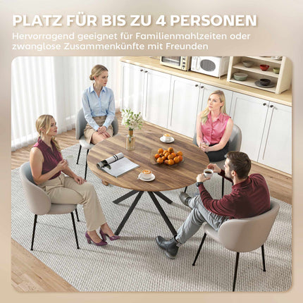 Round Dining Table for 4, Industrial Style, Dark Brown