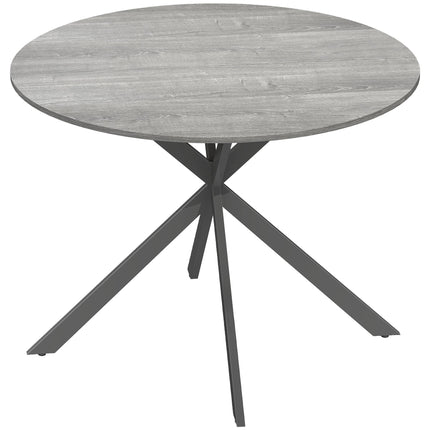 Round Dining Table for 4, Industrial Style, Grey
