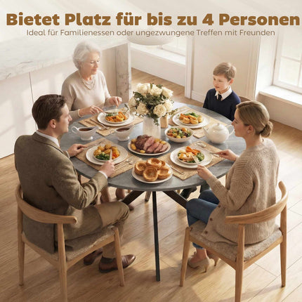 Round Dining Table for 4, Industrial Style, Grey