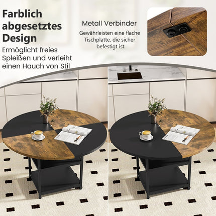 Round Dining Table with Storage, 120cm, Metal Frame
