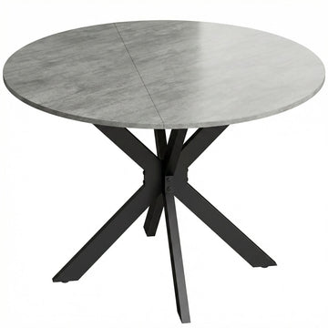 Round Folding Dining Table for 2-6, Cement Grey MDF