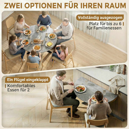 Round Folding Dining Table for 2-6, Cement Grey MDF