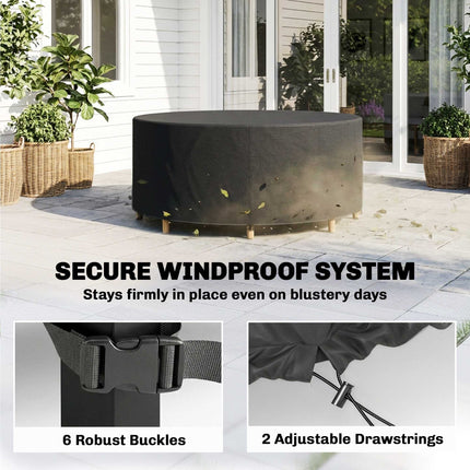 Ronde tuinmeubelhoes, waterdicht, 420D Oxford, zwart