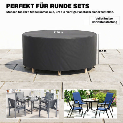 Ronde tuinmeubelhoes, waterdicht, 420D Oxford, zwart