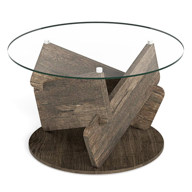 Round Glass Coffee Table, 81cm, Tempered Glass Top