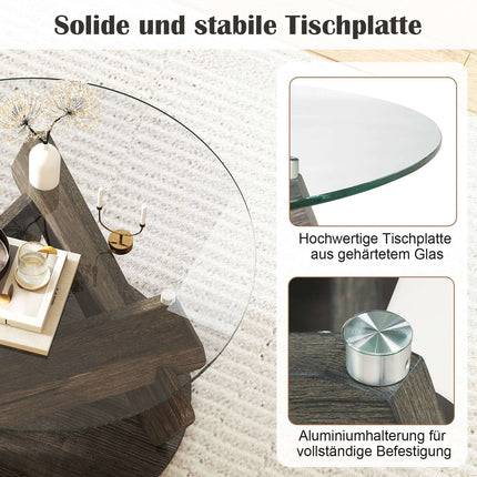 Round Glass Coffee Table, 81cm, Tempered Glass Top