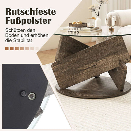 Round Glass Coffee Table, 81cm, Tempered Glass Top