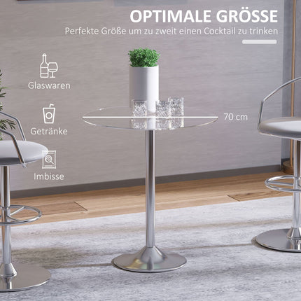 Round Glass Dining Table, 70 cm, Metal Base