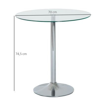 Round Glass Dining Table, 70 cm, Metal Base