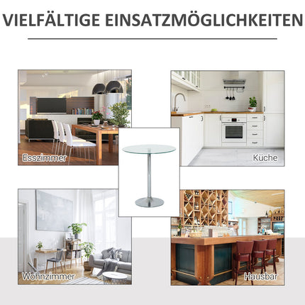 Round Glass Dining Table, 70 cm, Metal Base