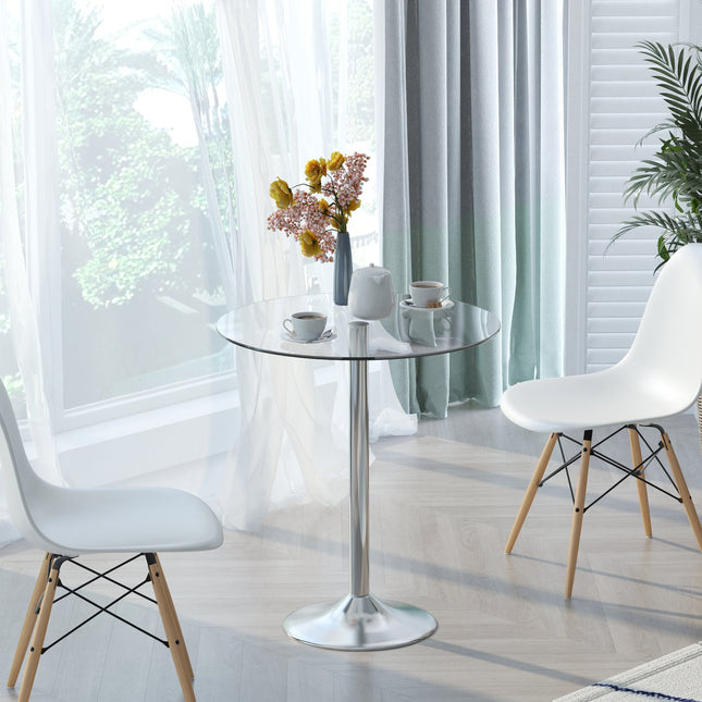 Round Glass Dining Table, 70 cm, Metal Base