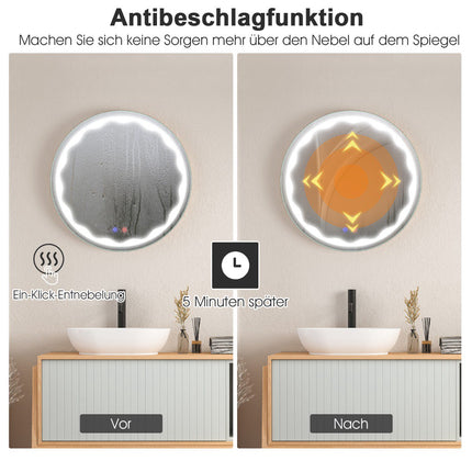 Round LED Bathroom Mirror 60 cm, Anti-Fog, Dimmable