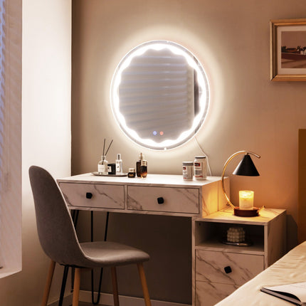 Round LED Bathroom Mirror 60 cm, Anti-Fog, Dimmable